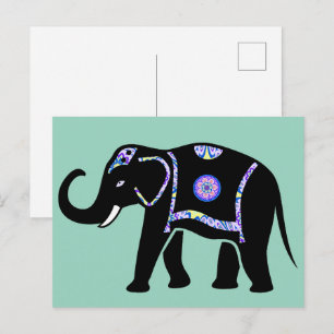 Olifant Dier Abstracte Decoratieve Patronen Briefkaart