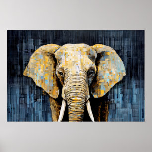 Olifant Dier Art Decor Verf Mozaïek Poster