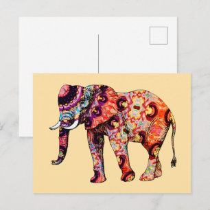 Olifant Dier Traditionele Chinese Patronen Briefkaart