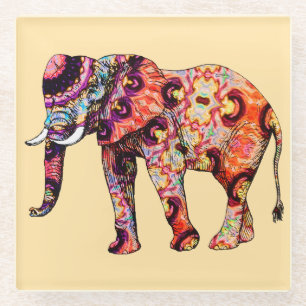 Olifant Dier Traditionele Chinese Patronen Glazen Onderzetter