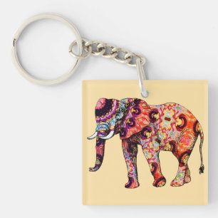 Olifant Dier Traditionele Chinese Patronen Sleutelhanger