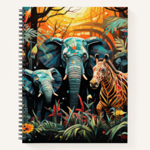 Olifant Dierenportret Kleurrijk Schilderij Notitieboek
