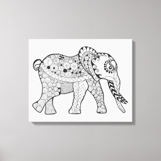 Olifant Doodle 6 Canvas Afdruk (Voorkant)