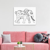 Olifant Doodle 6 Canvas Afdruk (Insitu (Woonkamer))