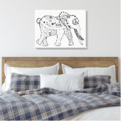 Olifant Doodle 6 Canvas Afdruk (Insitu (Slaapkamer))