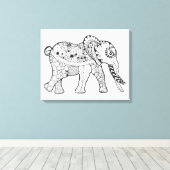 Olifant Doodle 6 Canvas Afdruk (Insitu (Houten vloer))