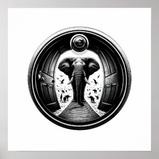 Olifant door de Peephole Doorway | Fisheye Poster