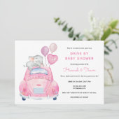 Olifant Drive door Baby Meisje Douche Kaart (Staand voorkant)