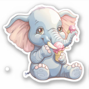 Olifant Eating Ice Cream Sticker