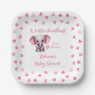 Olifant Een Kleine Liefje Meisje Baby shower Papieren Bordje