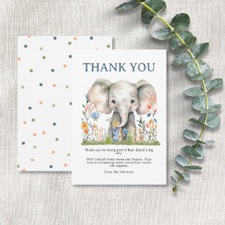 Olifant Eerste Verjaardag Dankjewelkaart | Safari Bedankkaart