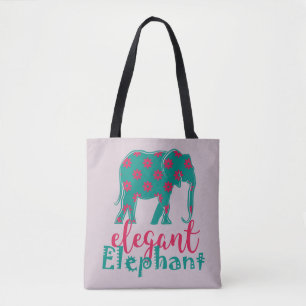 Olifant Elegante Bloemrijke Grappige Damesachtige Tote Bag