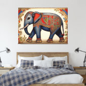 Olifant Elegantie: Madhubani Canvas Prints (Insitu (Slaapkamer))