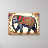 Olifant Elegantie: Madhubani Canvas Prints (Voorkant)