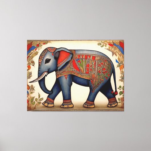 Olifant Elegantie: Madhubani Canvas Prints (Voorkant)
