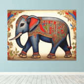 Olifant Elegantie: Madhubani Canvas Prints (Insitu (Houten vloer))