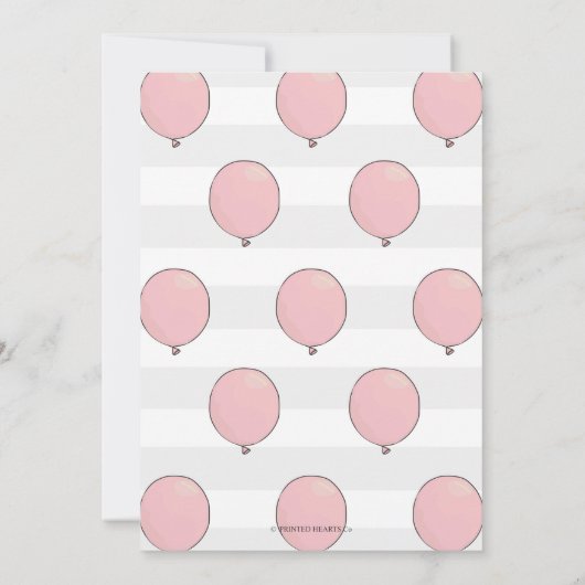 Olifant en Ballon Baby shower Invitation | roze Kaart (Achterkant)