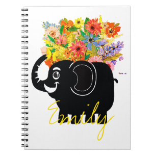 Olifant en bloemen notitieboek