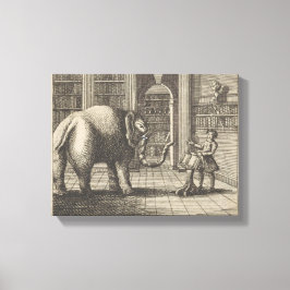 Olifant en de boekhandelaar, anoniem canvas afdruk