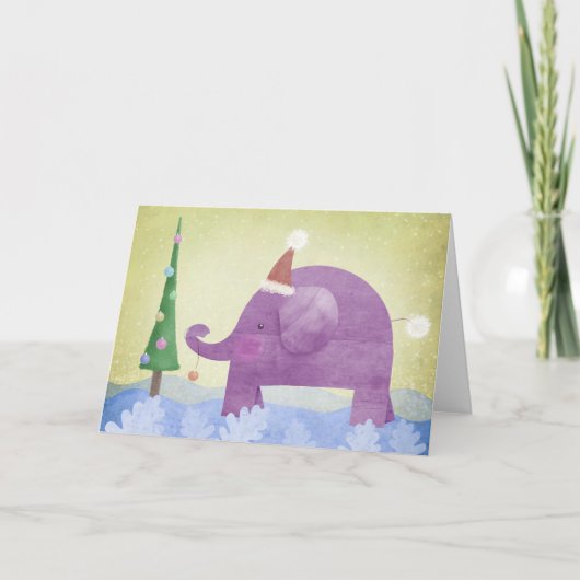 Olifant en de kerstboom - kaart (Voorkant)