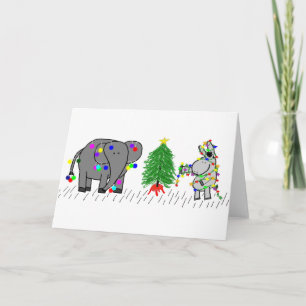 Olifant en ezel Kerst Feestdagen Kaart