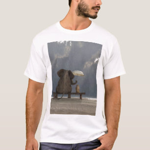 olifant en hond zitten onder de regen Graphic T-Sh T-shirt