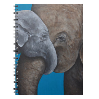 Olifant en kind blauw Notitieboek