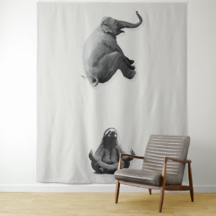 Olifant en Mediterende Luiaard Harmonie Wandkleed