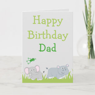 Olifant en nijlpaard Gefeliciteerd papa foto binne Kaart