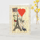  olifant en rode hartballonnen kaart (Gele Bloem)