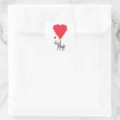 Olifant en rode hartballonnen vierkante sticker (Tas)