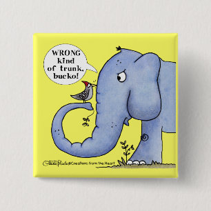 Olifant en specht Misverstand Vierkante Button 5,1 Cm