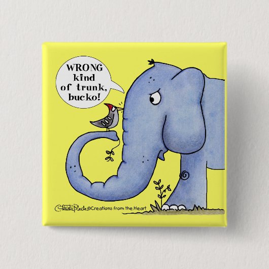 Olifant en specht Misverstand Vierkante Button 5,1 Cm (Voorkant)