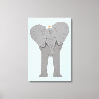 olifant en vogel canvas afdruk