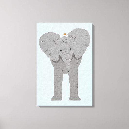 olifant en vogel canvas afdruk (Voorkant)