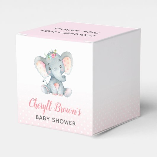Olifant Favor Box - Meisje Baby shower Roze Bedankdoosjes (Voorkant Zijde)