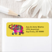 olifant felroze en gele adresaanduiding etiket (Insitu)