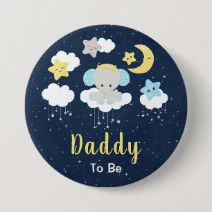 Olifant Geel en Marineblauw Papa Wordt Ronde Button 7,6 Cm