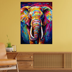 Olifant geschilderd in heldere kleuren poster