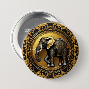 Olifant gouden sierlijke lijst ronde button 7,6 cm