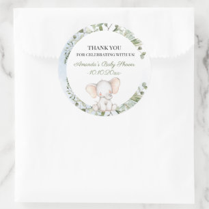 Olifant groen jongen Baby shower Ronde Sticker