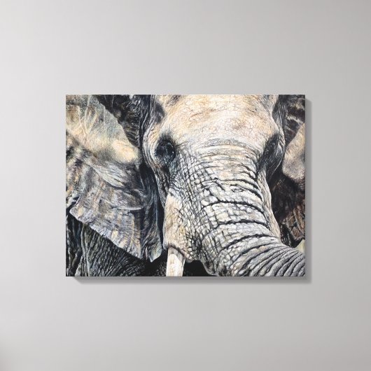 Olifant Hand-getrokken Potlood Crayon Art Canvas P (Voorkant)
