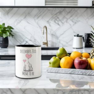 Olifant hart datum voor aanstaande moeder tweekleurige koffiemok