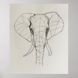 Olifant Head minimalistische lijnkunst Poster
