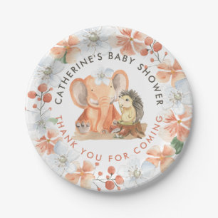 Olifant Hedgehog Naam Dank je Meisje Baby shower Papieren Bordje