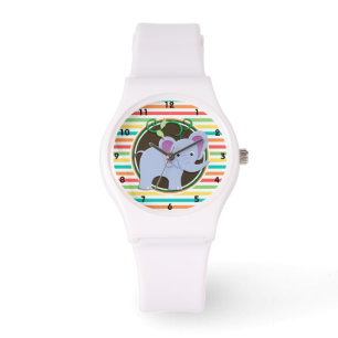 Olifant; heldere regenboogstrepen horloge