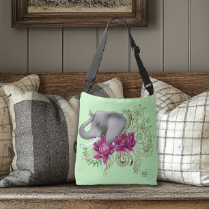 Olifant Henna Lotus Bloemen Crossbody Tas