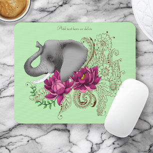 Olifant Henna Lotus Bloemen Muismat