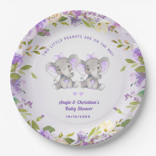 Olifant Het is Twin Girls Baby shower Sprinkle Sch Papieren Bordje