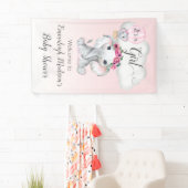 Olifant Hete Luchtballon Baby shower Het is een Me Spandoek (Insitu)